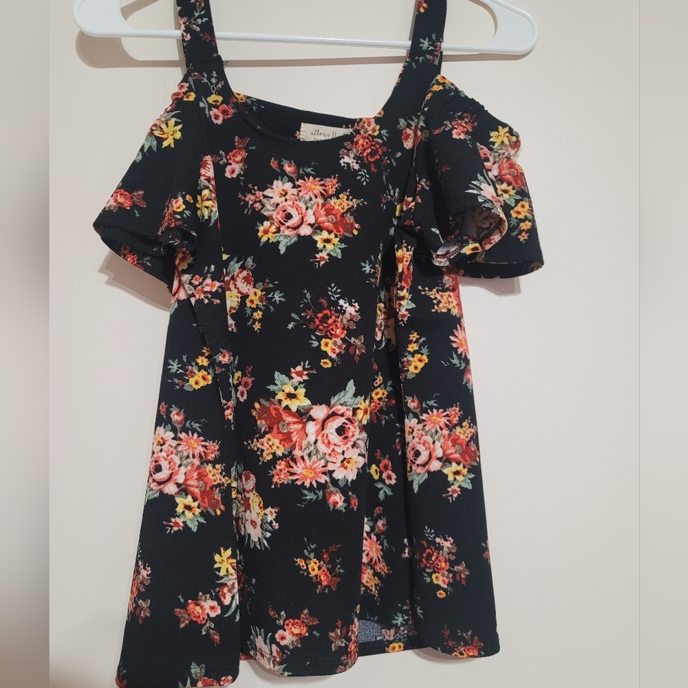 Ultra Flirt Black Tank with Vibrant Floral Design